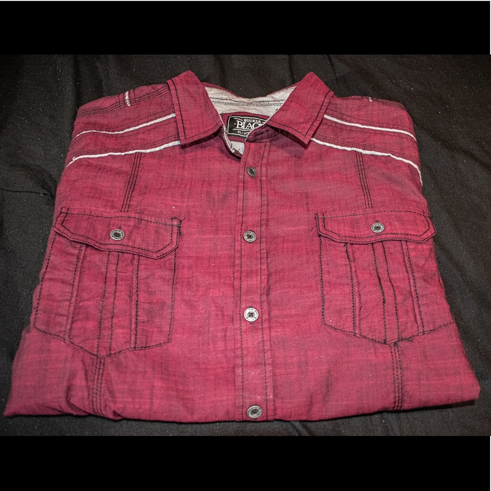 Men’s Buckle Black button shirt athletic fit.
